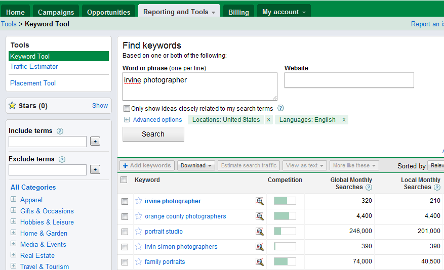 google-keyword-tool