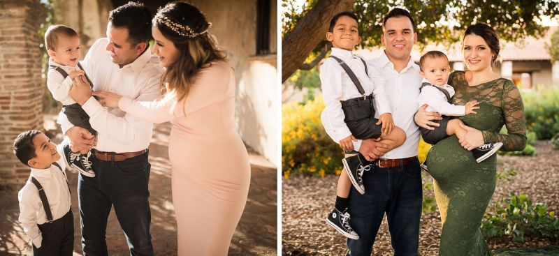 couple maternity photoshoot ideas with family interaction and group posing