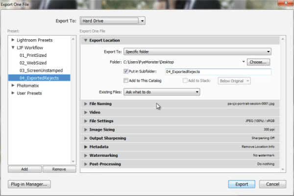 How to Create an Export Preset for Rejected Images in Lightroom 4