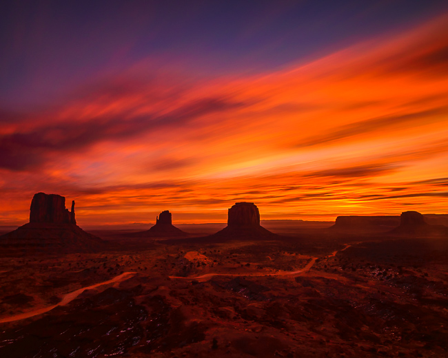 monument valley sunrise long exposure splash