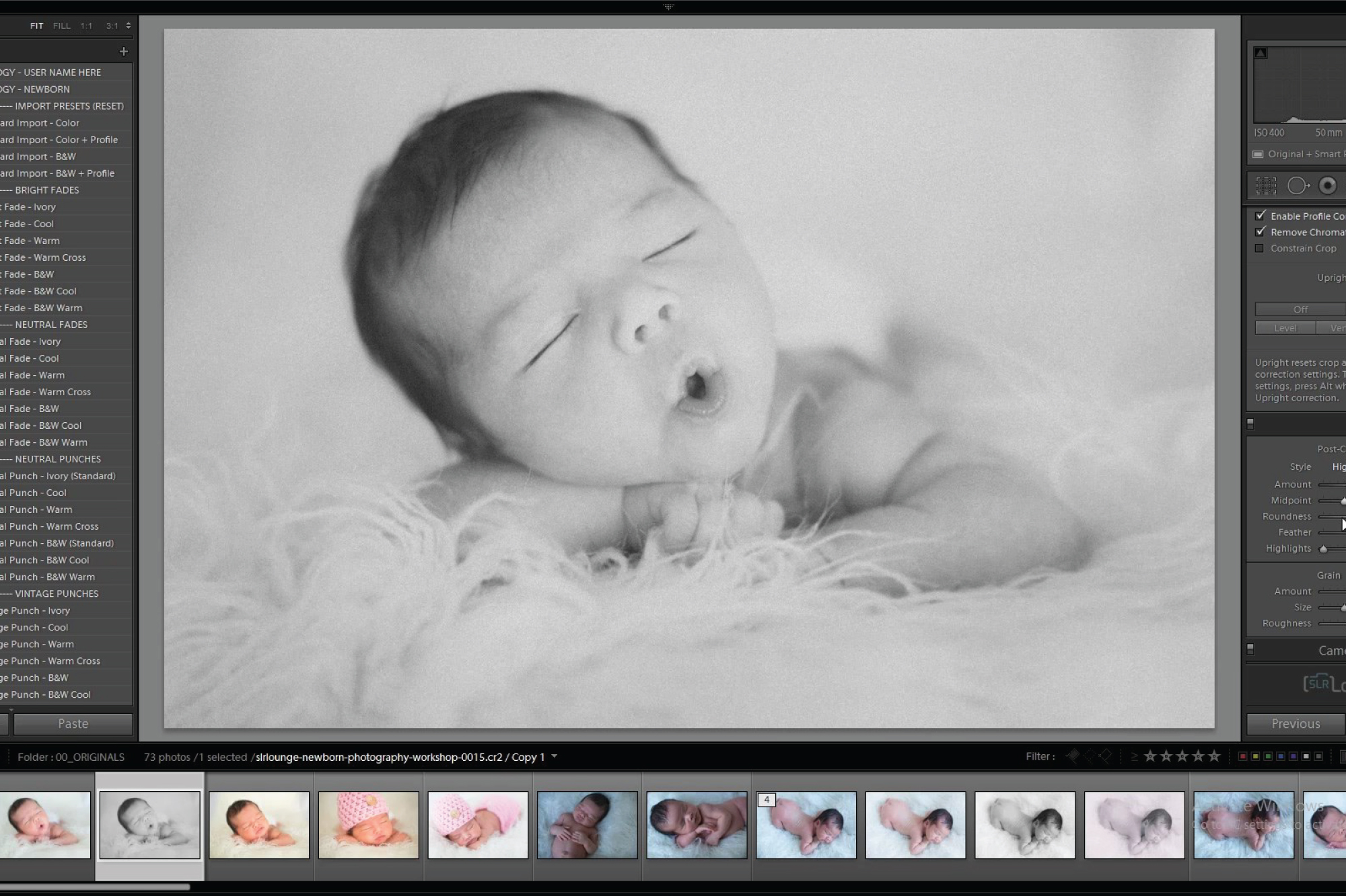 Newborn Photography Workshop: Neutral Fade BW