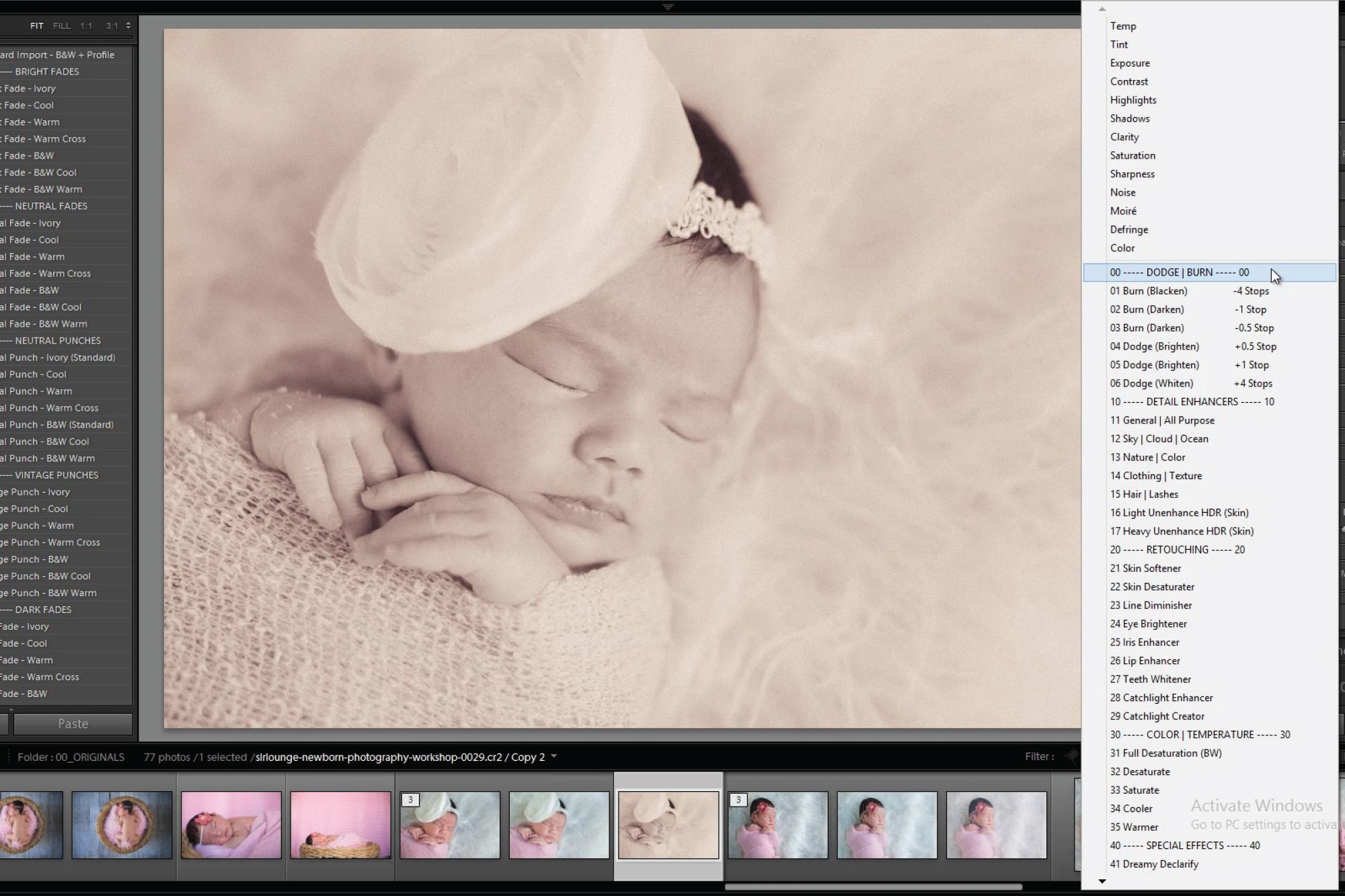 Newborn Photography Workshop: Vintage Punch BW