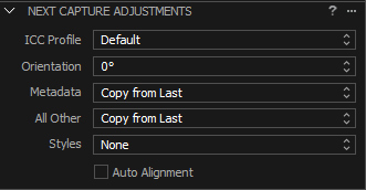 adjustments possible for next photo in capture one pro with tethered shooting