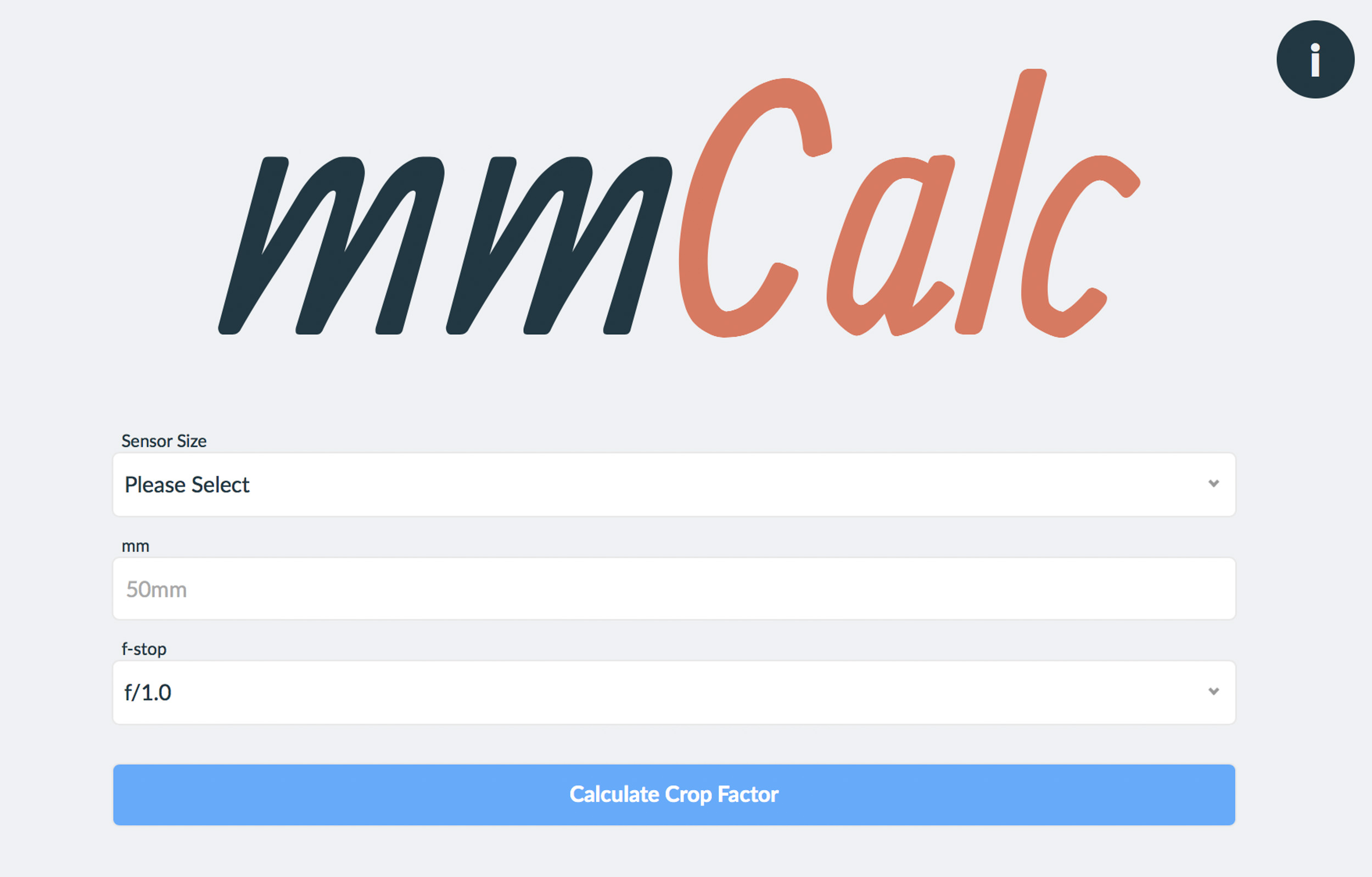 mmCALC | The Easy Crop Factor Calculator