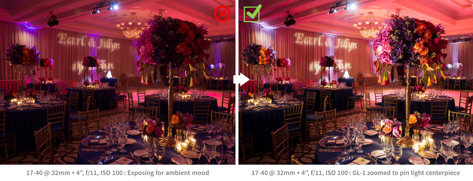 Wedding Workshop Six | Photographing the Details: Indoor Reception – Dramatic High Color Ambient | Correcting/Pinning With Constants