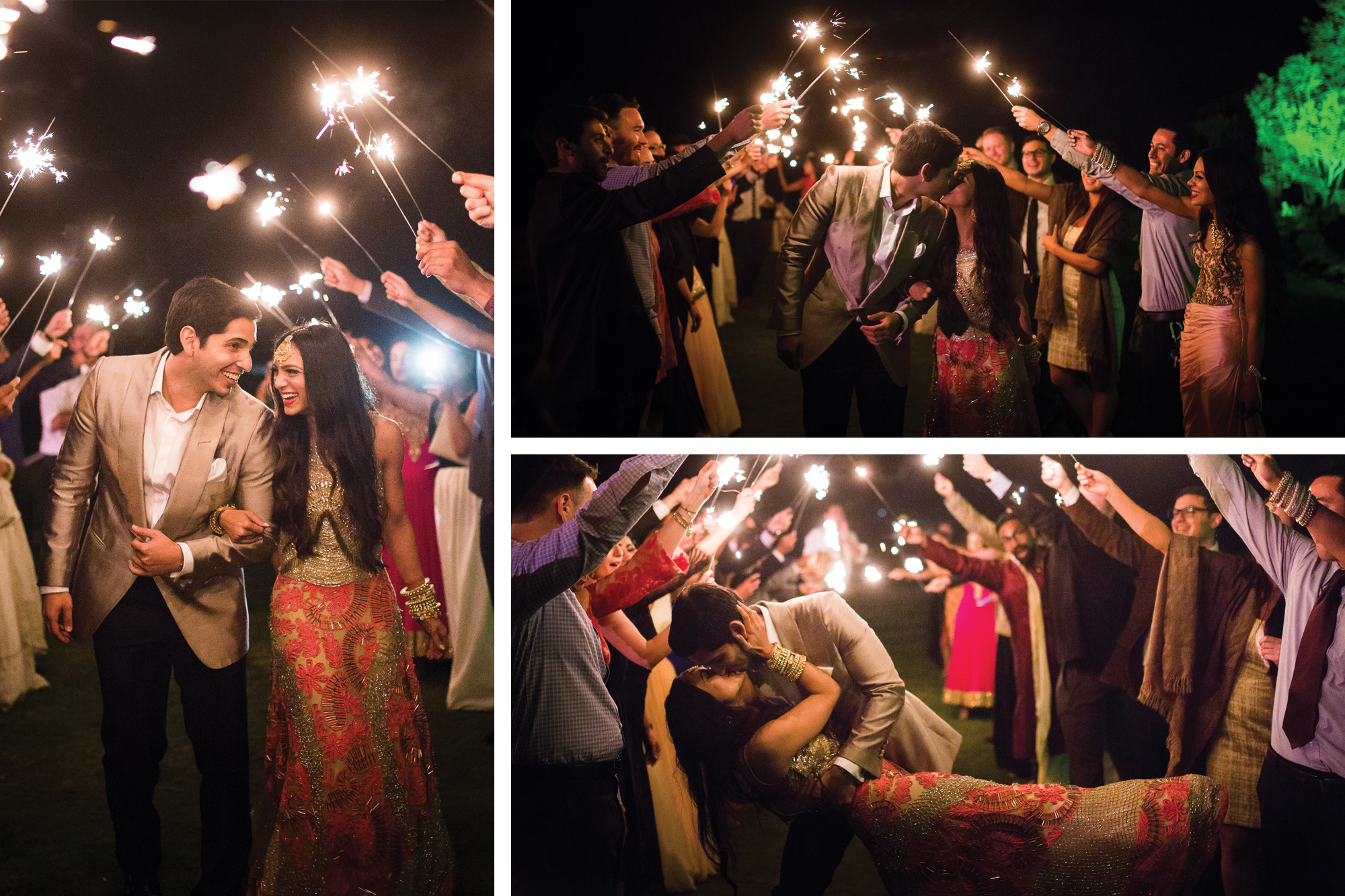 three examples of sparkler photography