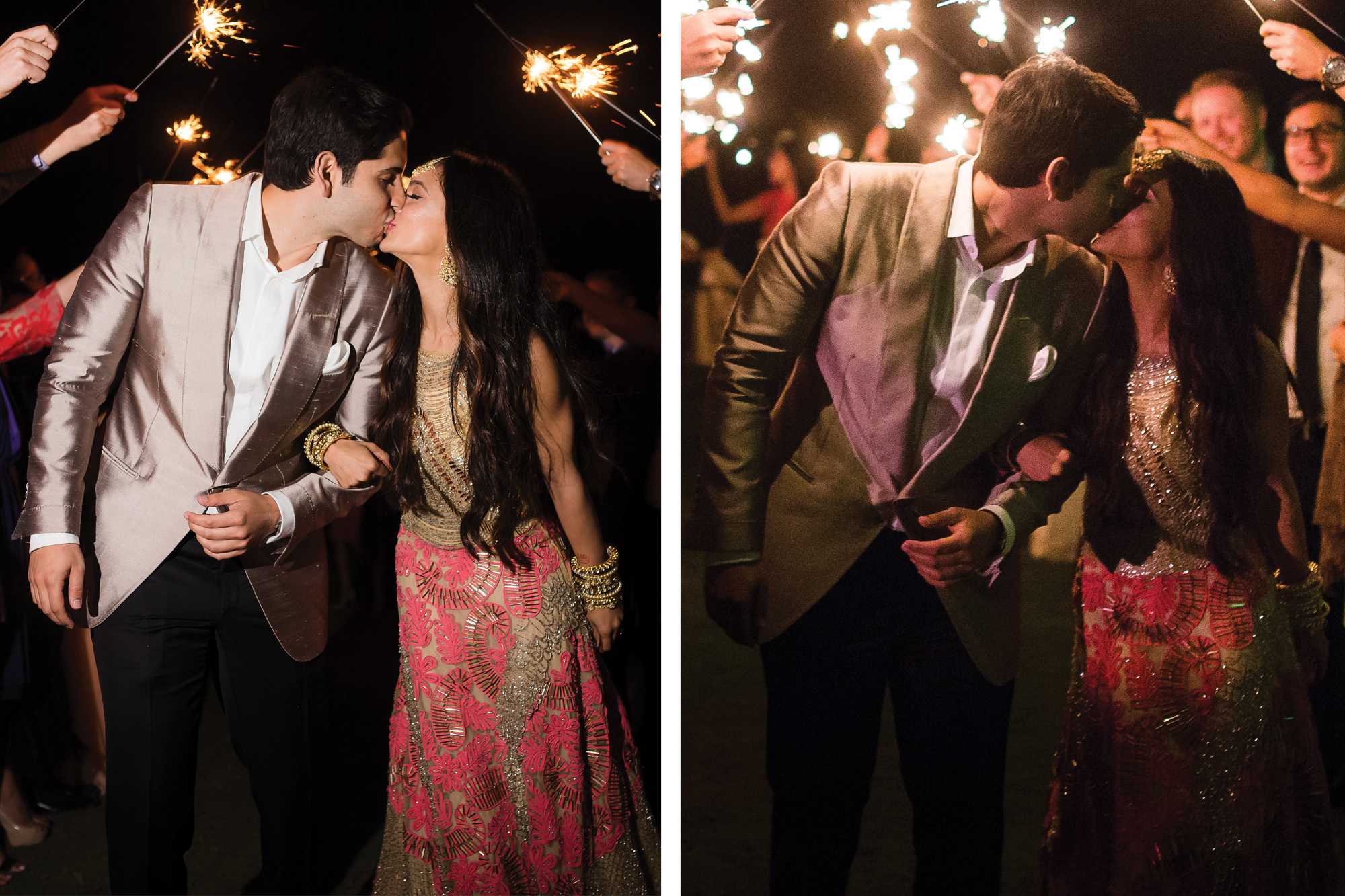 two photos of bride and groom side-by-side