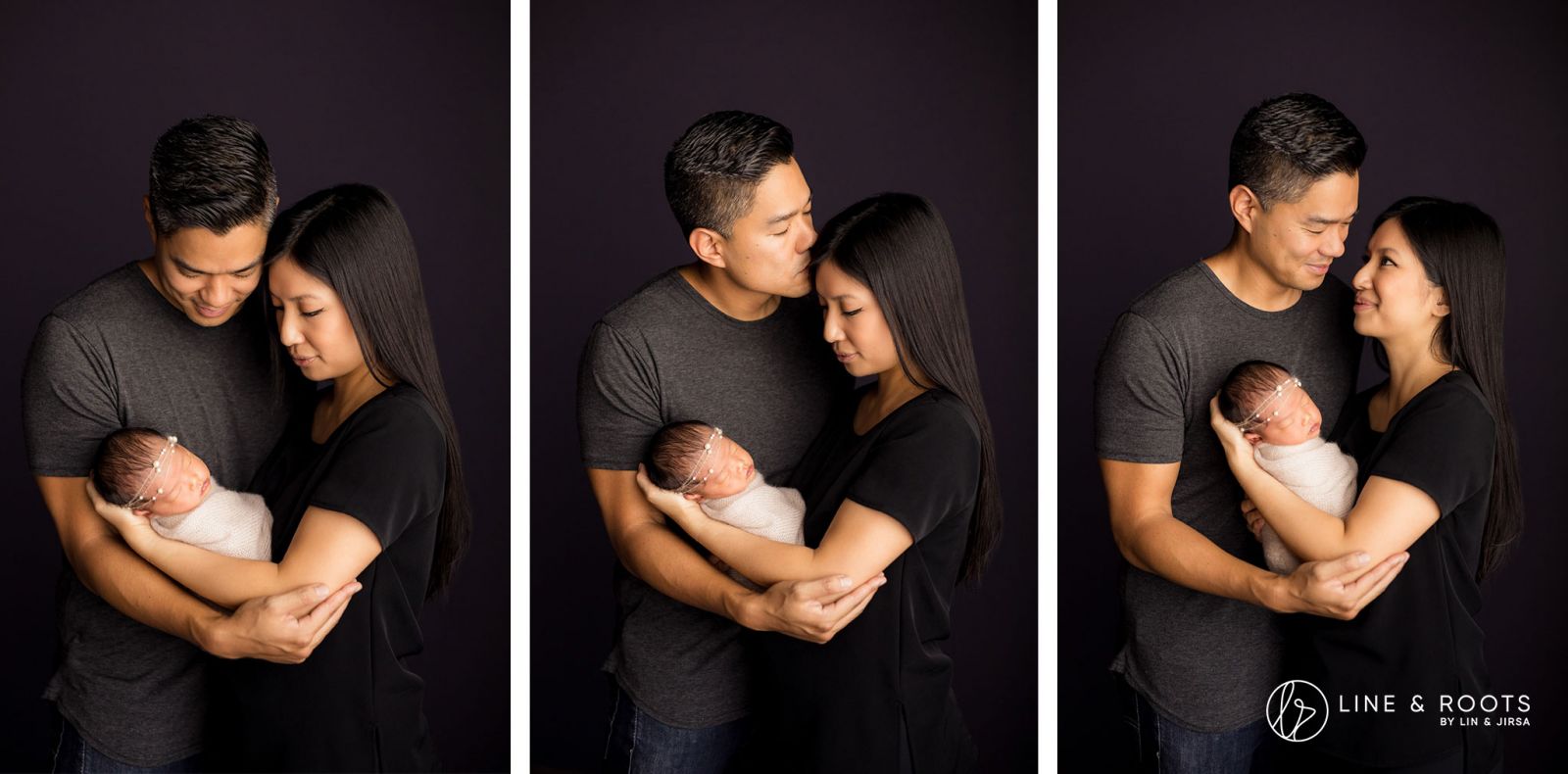 Mother holding newborn baby during lifestyle photography session at home