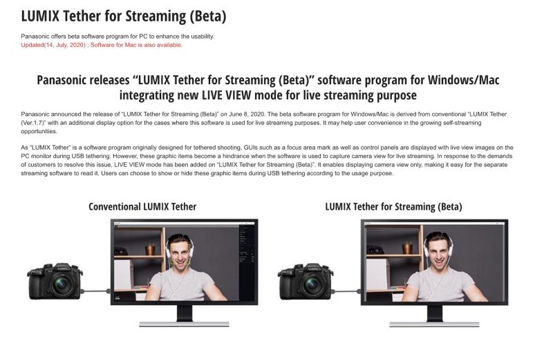 Panasonic Lumix Tethering for Webcam Streaming Use