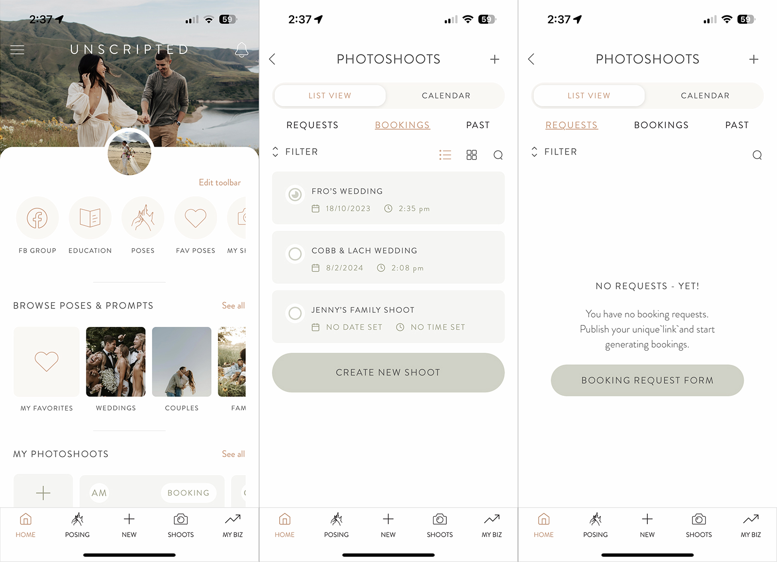 Unscripted app for photographers updated scheduler