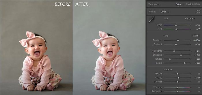 natural light newborn portrait base tone adjustments