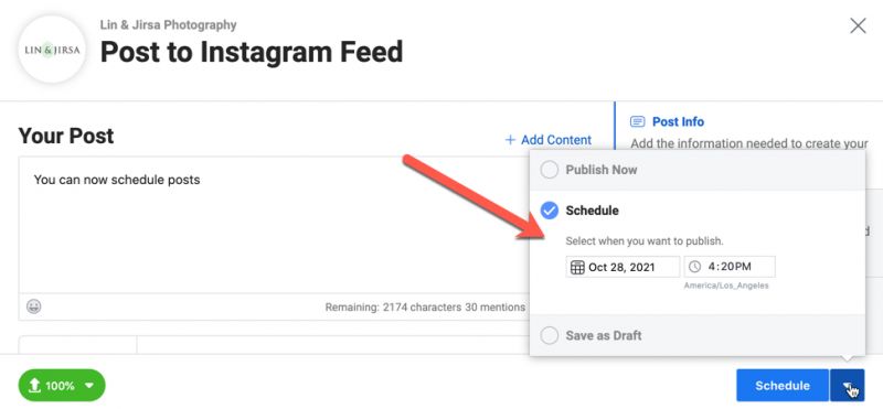 facebook instagram post scheduler