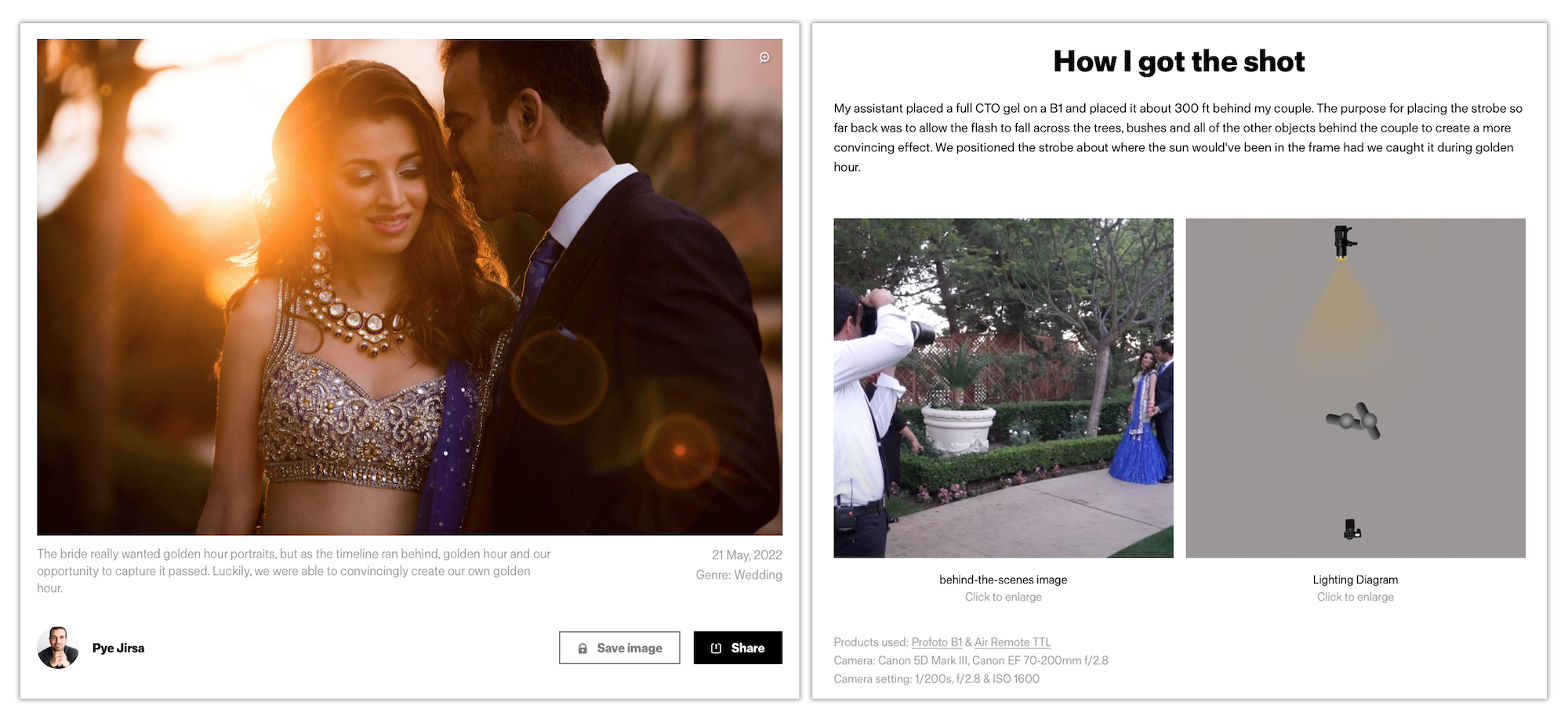 share the light Profoto its example