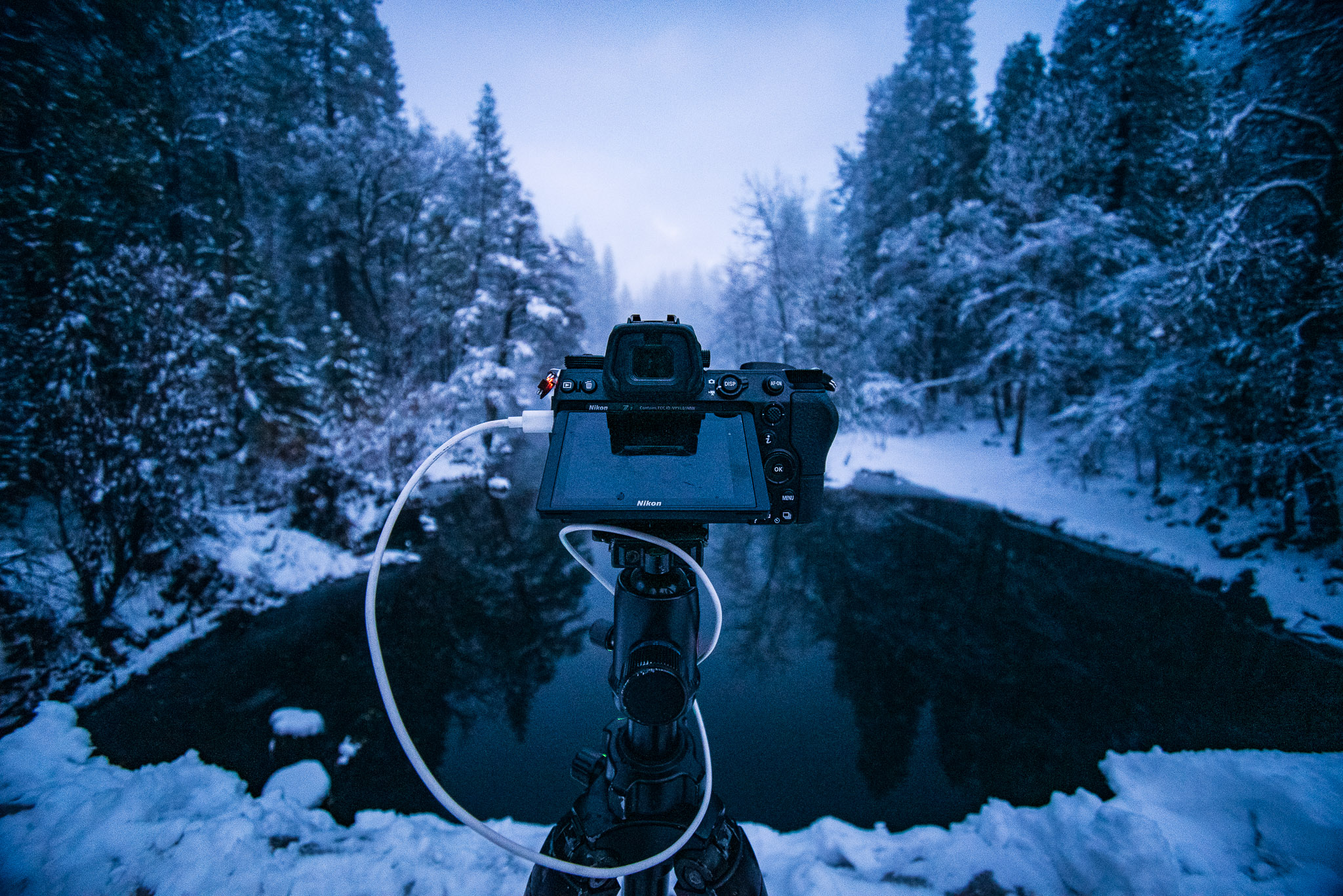Winter photography setup with external USB power solution