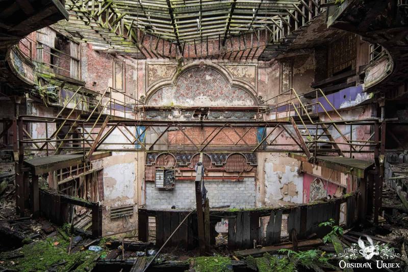 Crown Theatre England Abandoned Old Cinema with Moss and Decay