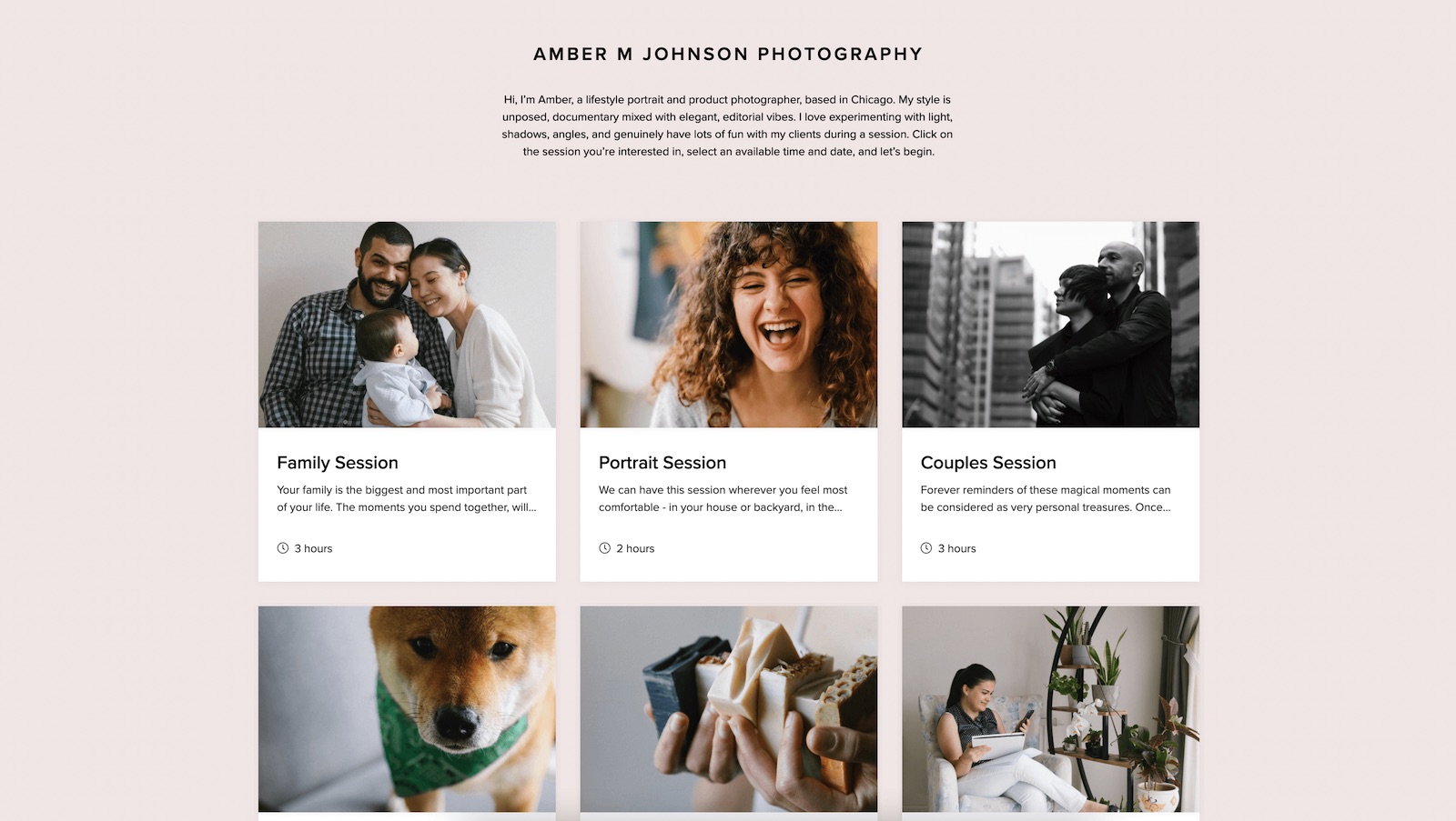 Pixieset's new booking & scheduling booking site example