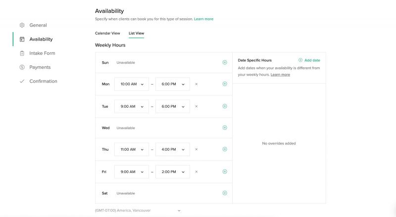 Pixieset's new booking & scheduling features in manager calendar availability