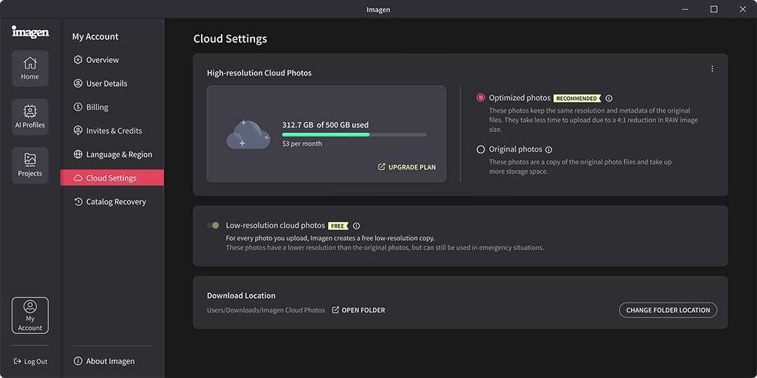 Imagen Cloud backup lightroom workflow