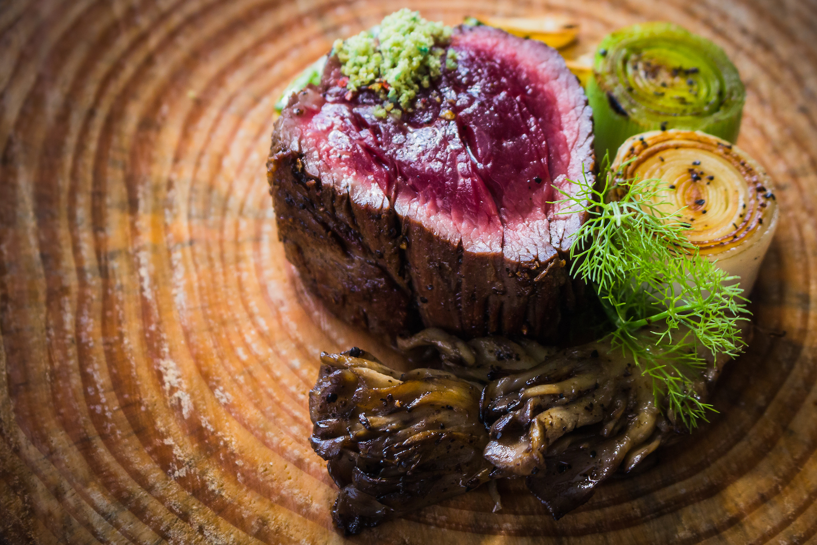 rare cooked steak for food photography