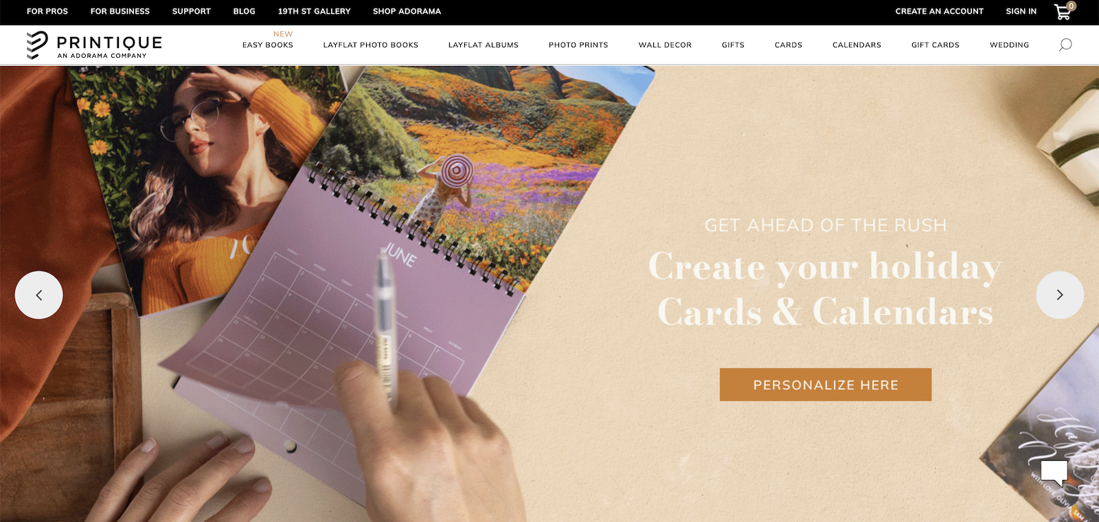 printique's home page for best photo printing service online