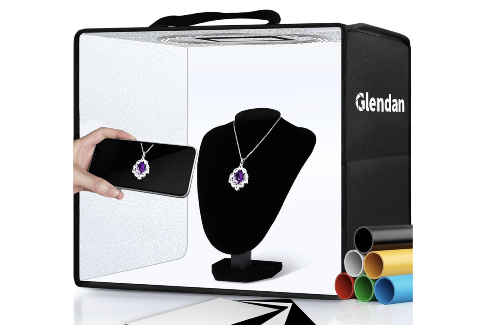 Glendan Photo Studio Light Box With 1222 LEDs - 20x20 Portable Shooting Tent With 4 Backdrops