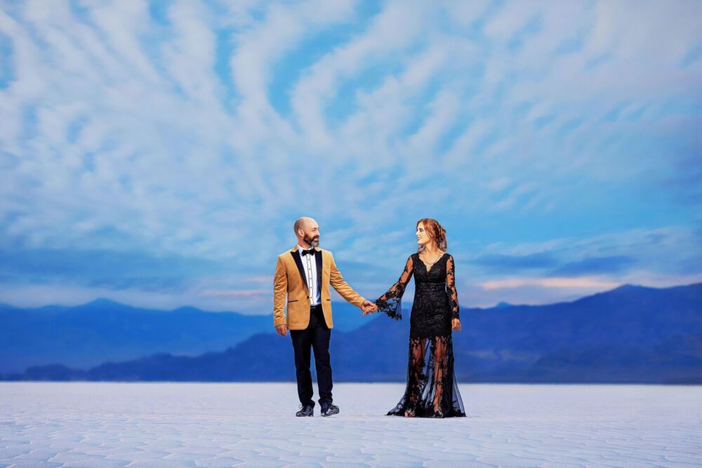 lake wedding photography on salt flats