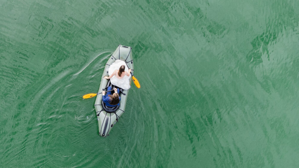 overhead top-down shot for lake wedding photography