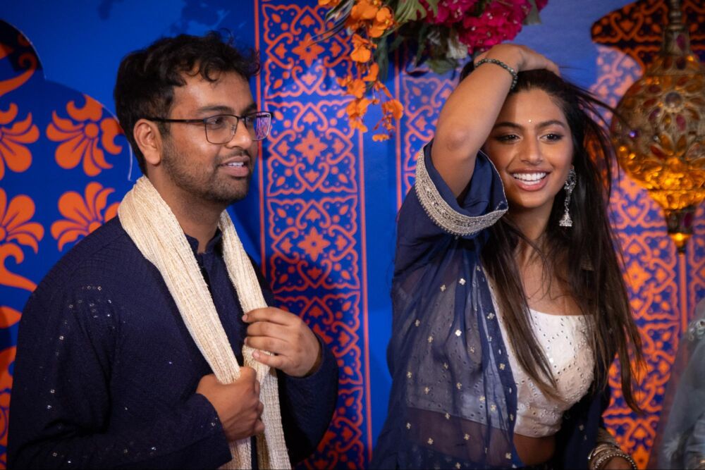 Couple dances at a reception for the Godox V480 Review