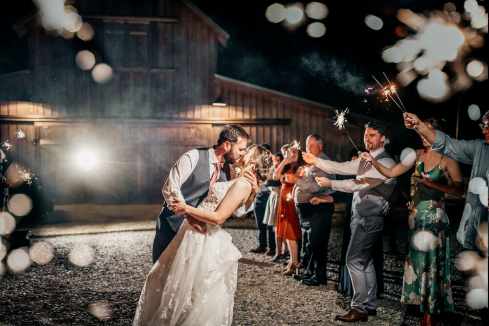 Sparkler exit example for rustic boho weddings